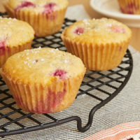 Lemon Raspberry Muffins on a wire rack