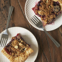 two slices of Cherry Plum Slab Pie