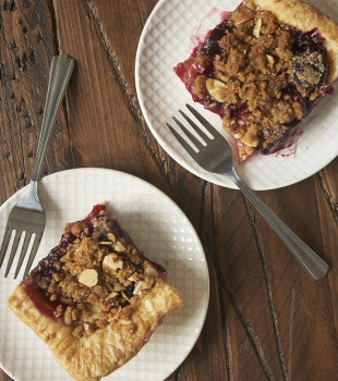 two slices of Cherry Plum Slab Pie