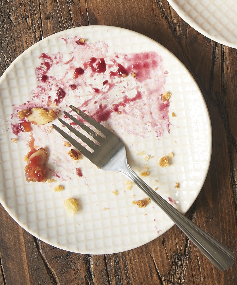empty plate after devouring a slice of Cherry Plum Slab Pie