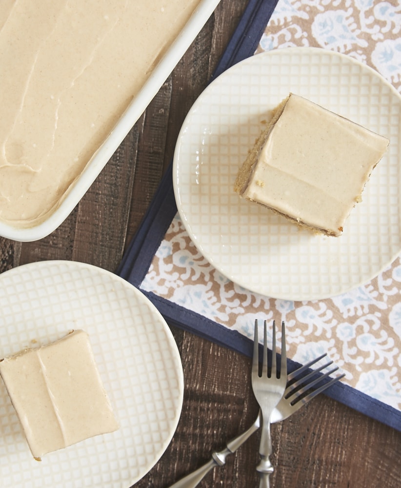 A delicious blend of spices and a simple homemade butterscotch sauce combine to make this irresistible Butterscotch Spice Poke Cake! - Bake or Break.