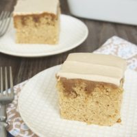 A delicious blend of spices and a simple homemade butterscotch sauce combine to make this irresistible Butterscotch Spice Poke Cake! - Bake or Break.