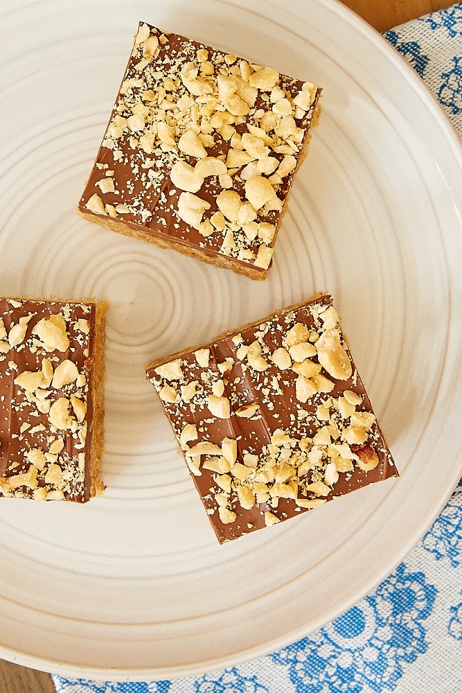 slices of Chocolate Peanut Butter Crispy Treats