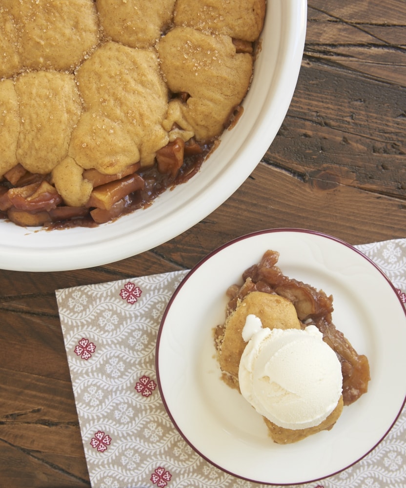 A caramel-like filling and sweet graham cracker biscuits make this Graham Cracker Apple Pear Cobbler a fall favorite! - Bake or Break