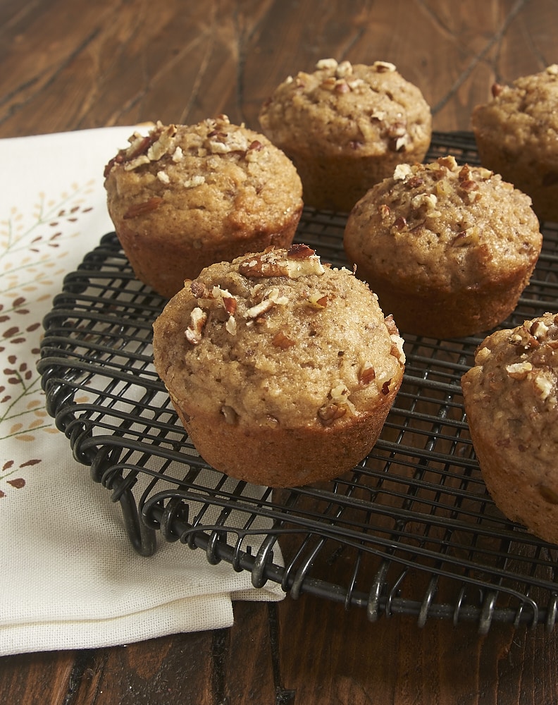 Pecan Spice Muffins cooling on a wire rack