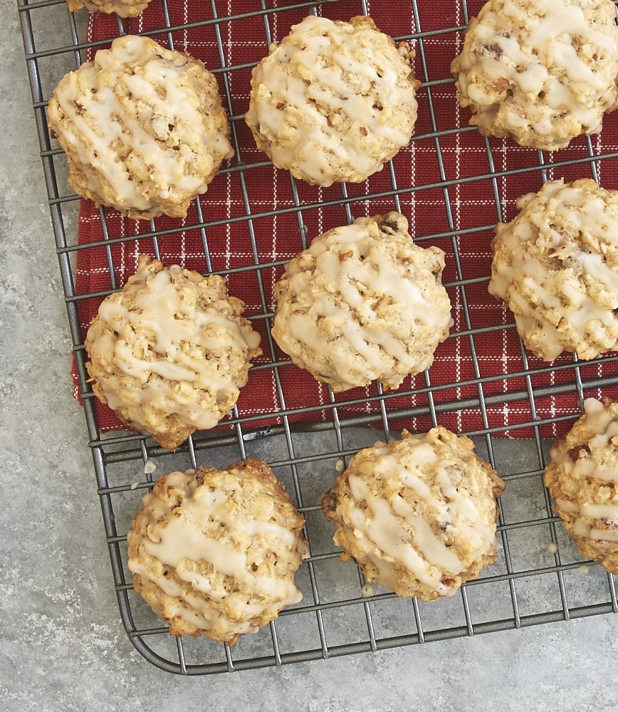 Brown Butter Oatmeal Date Cookies with Maple Glaze