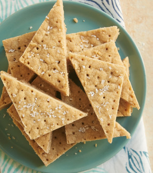 Brown Sugar Shortbread stacked on a green plate