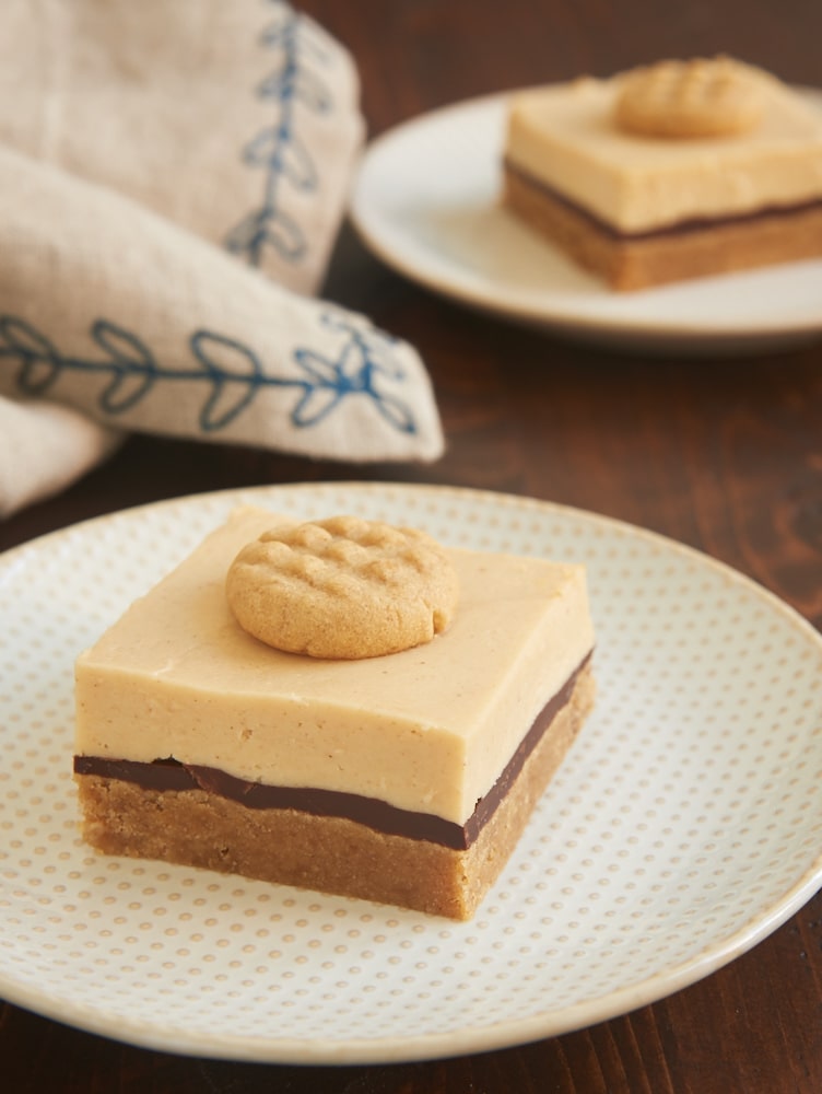 A peanut butter cookie crust, a no-bake peanut butter cheesecake filling, and a little bit of chocolate make these Peanut Butter Cheesecake Bars a cool, creamy favorite! - Bake or Break