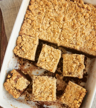 Chocolate cake, sweet cream cheese, and a nutty crumb topping combine to make this fantastic Chocolate Cream Cheese Coffee Cake! - Bake or Break