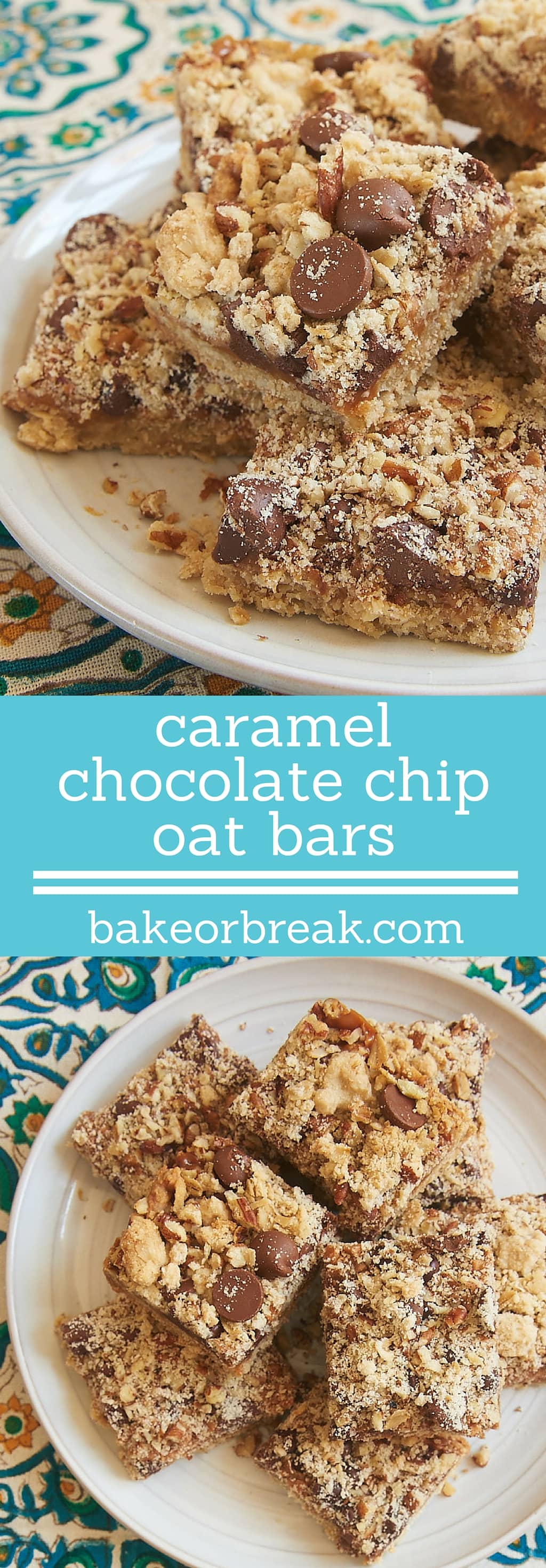 Gooey Caramel Chocolate Chip Oat Bars Bake or Break