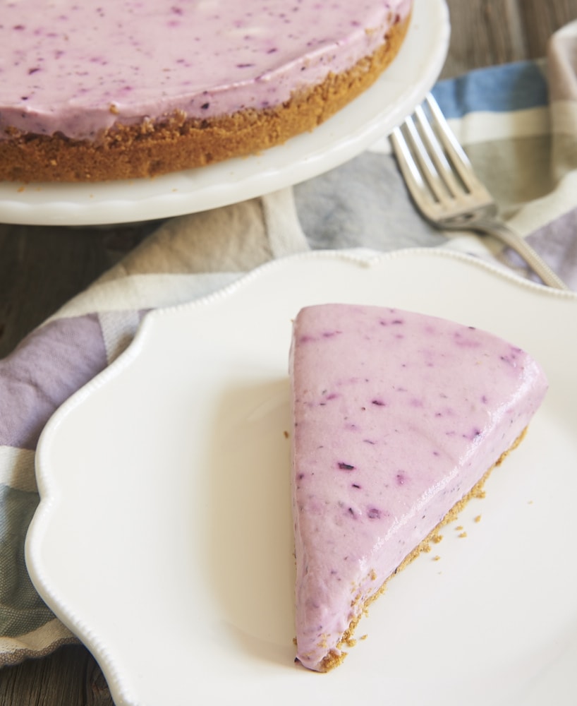 Blended berries lend gorgeous color and amazing flavor to this Triple Berry No-Bake Cheesecake! - Bake or Break