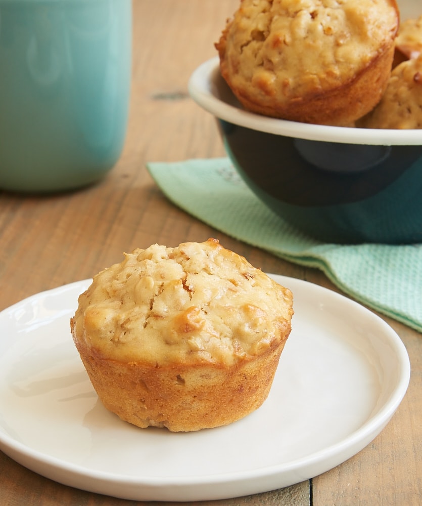 Coconut Cream Cheese Oat Muffin on a white plate