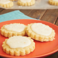 Peach Shortbread Cookies on an orange plate