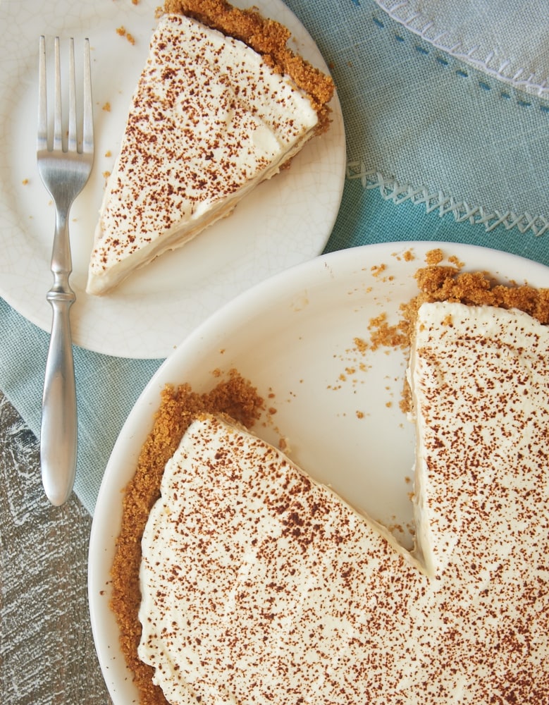 Homemade butterscotch pudding combines with a fluffy, no-bake cheesecake in this delightful Butterscotch Pudding Cheesecake Pie. It's so cool, creamy, and irresistible! - Bake or Break