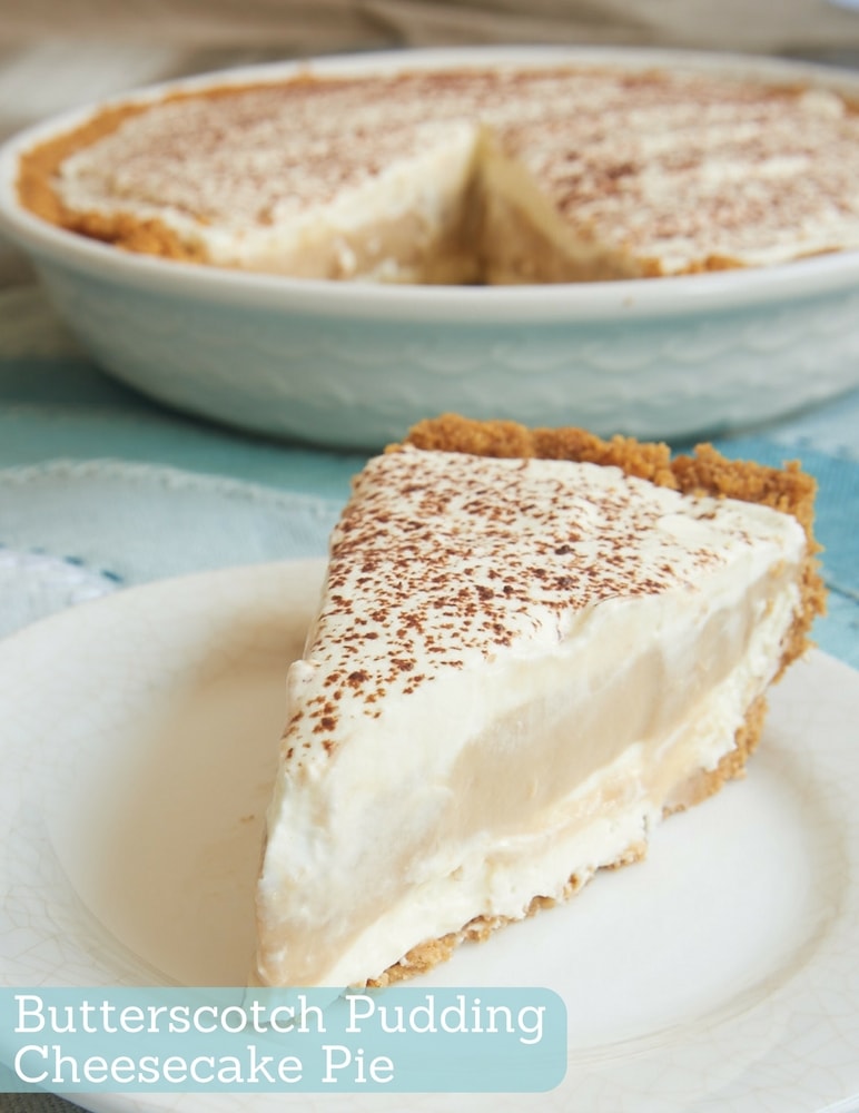 Homemade butterscotch pudding combines with a fluffy, no-bake cheesecake in this delightful Butterscotch Pudding Cheesecake Pie. It's so cool, creamy, and irresistible! - Bake or Break