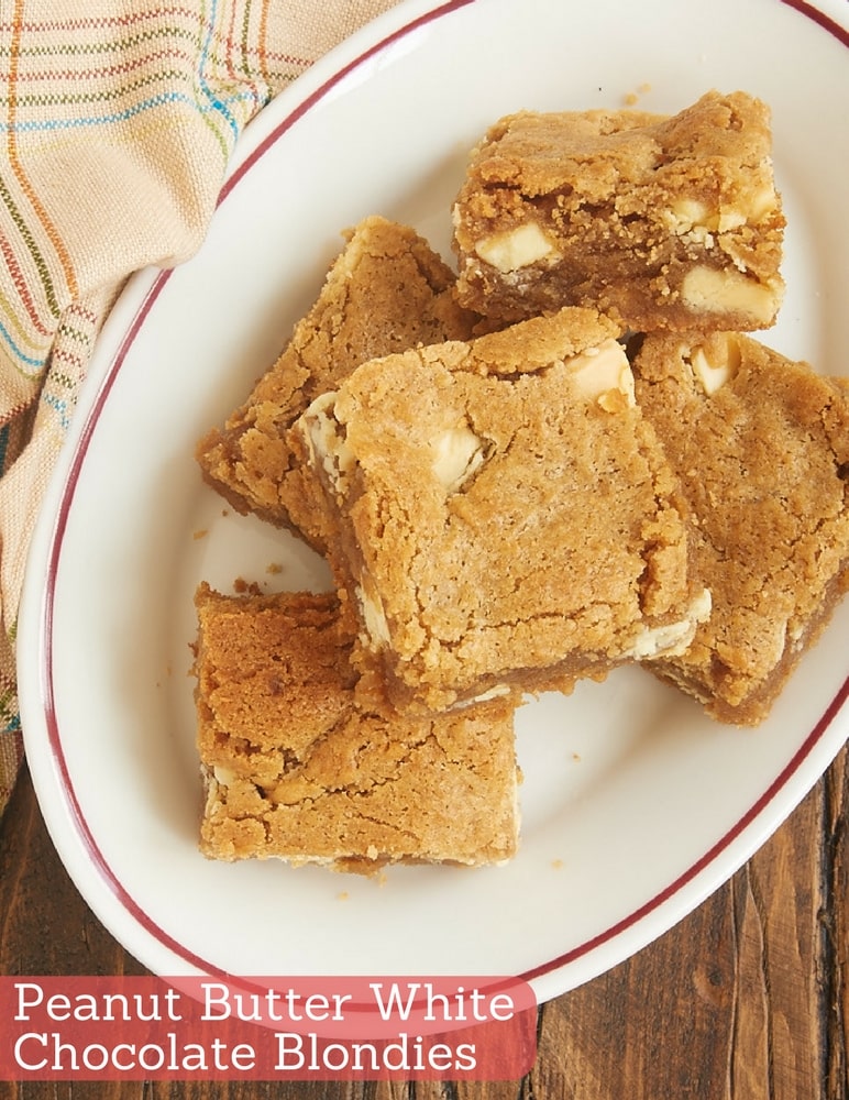 Peanut Butter White Chocolate Blondies are so soft, nutty, and delicious. One little extra ingredient makes them irresistible! - Bake or Break