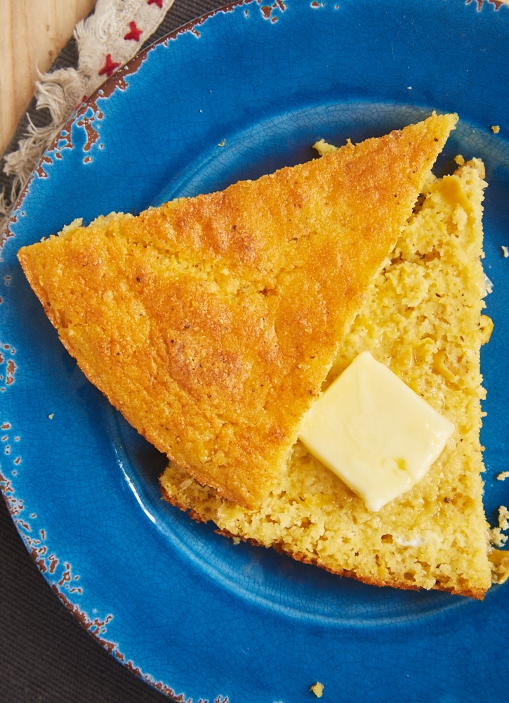 jiffy cornbread with creamed corn in cast iron skillet