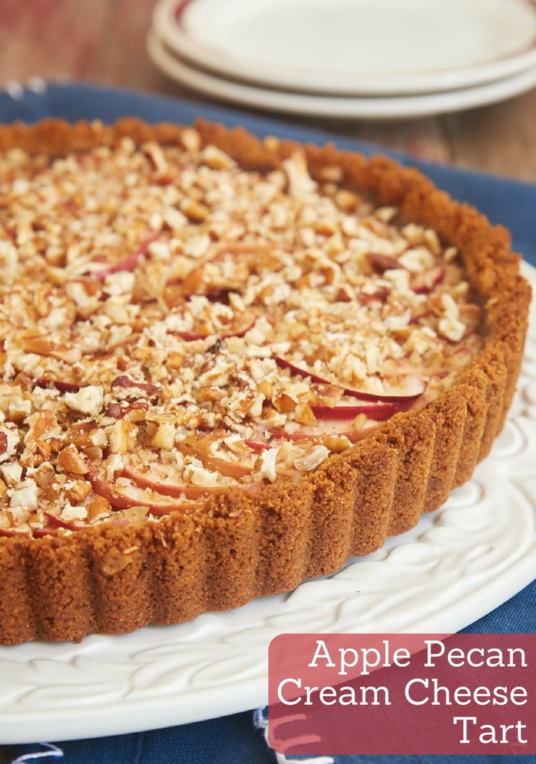 Apple Pecan Cream Cheese Tart is a delicious combination of apple pie and cheesecake. This lovely dessert is a fall baking must! - Bake or Break