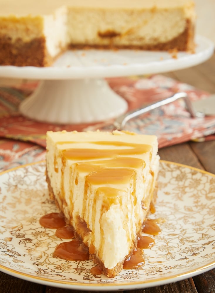 bourbon caramel swirl cheesecake