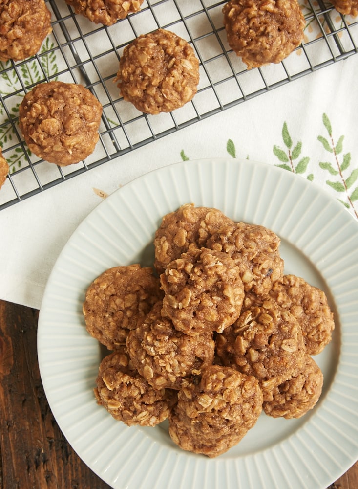 overhead view of Apple Butter Cookies on a gray plate