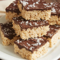 Salted Chocolate Brown Butter Crispy Treats are not your childhood crispy treats. They take that timeless classic dessert and turn them into a delicious dessert with grown-up flavors. - Bake or Break