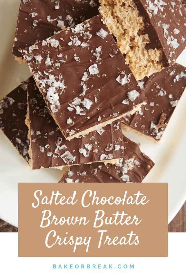 Salted Chocolate Brown Butter Crispy Treats bakeorbreak.com