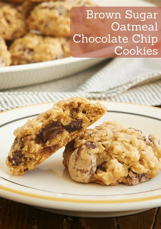 Brown Sugar Oatmeal Chocolate Chip Cookies are one of my favorite cookies. Two kinds of chocolate, all that sweet brown sugar, and those chewy oats make these perfectly soft, chewy, and delicious! - Bake or Break