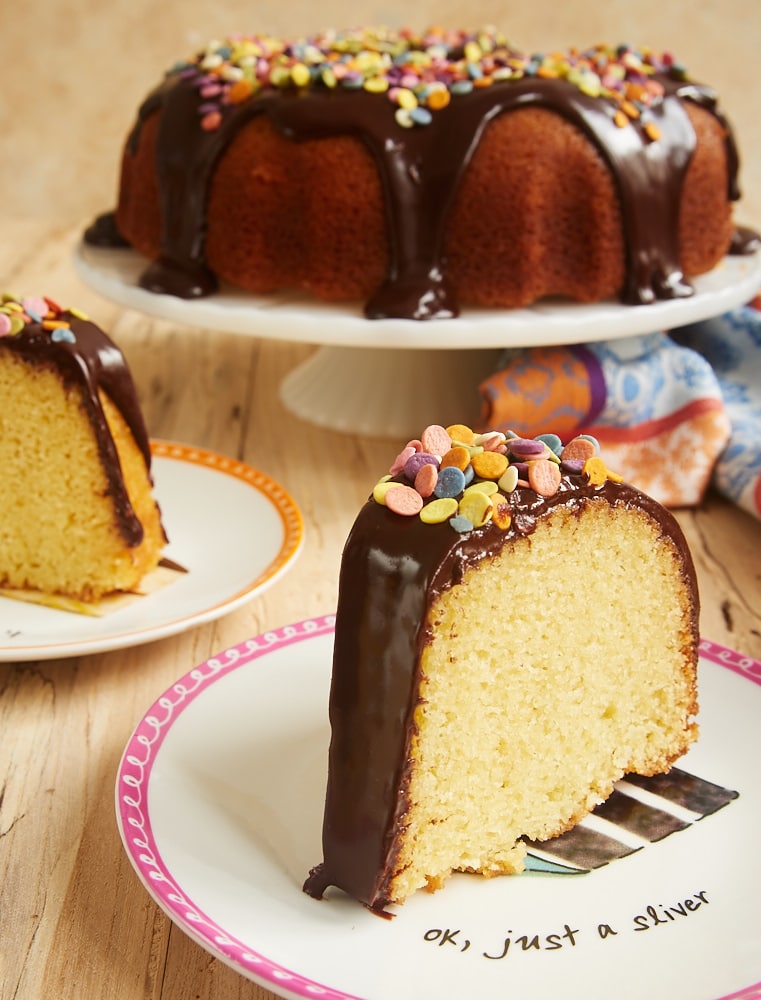 Yellow Bundt Cake with Dark Chocolate Ganache