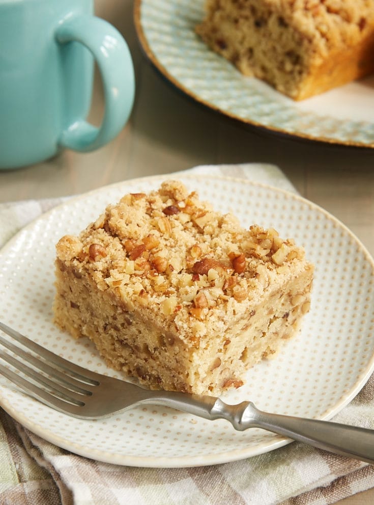 Sweet and simple flavors are the stars in this Brown Sugar Pecan Coffee Cake. - Bake or Break