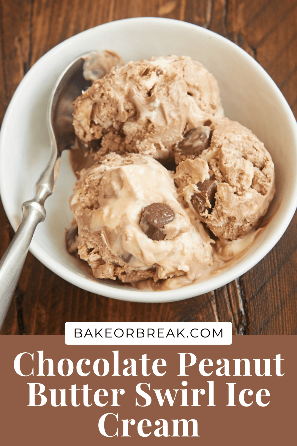 NoChurn Chocolate Peanut Butter Swirl Ice Cream Bake or Break
