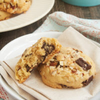 There is SO much amazing flavor in these soft, sweet, chewy, crunchy Coconut Almond Chocolate Chip Cookies! - Bake or Break