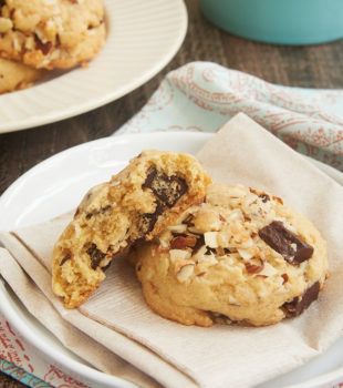 There is SO much amazing flavor in these soft, sweet, chewy, crunchy Coconut Almond Chocolate Chip Cookies! - Bake or Break