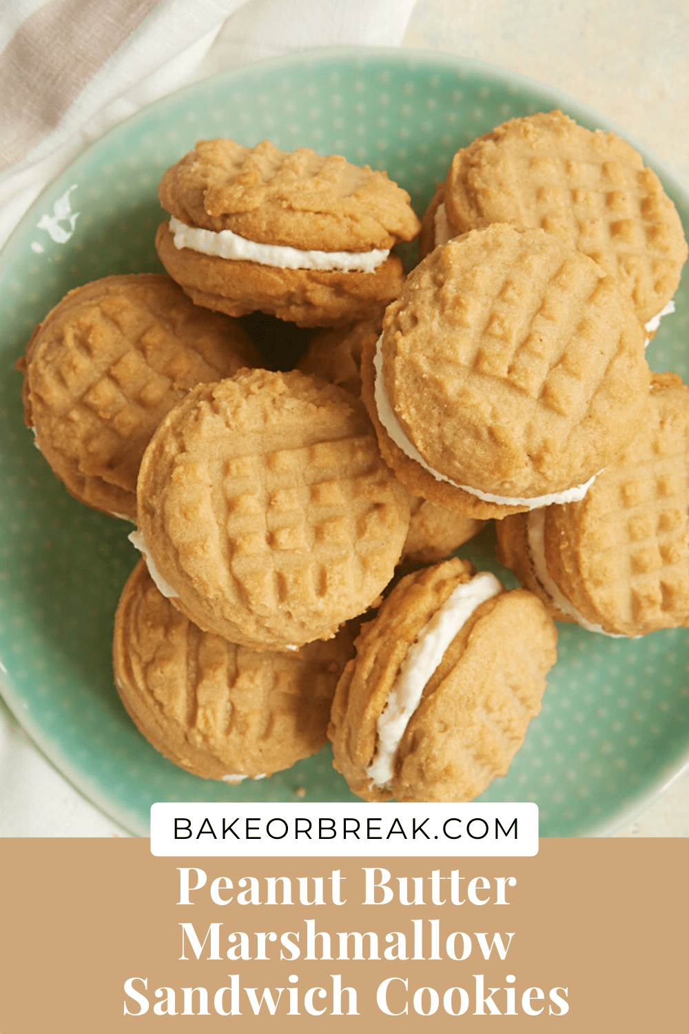 Peanut Butter Marshmallow Sandwich Cookies bakeorbreak.com