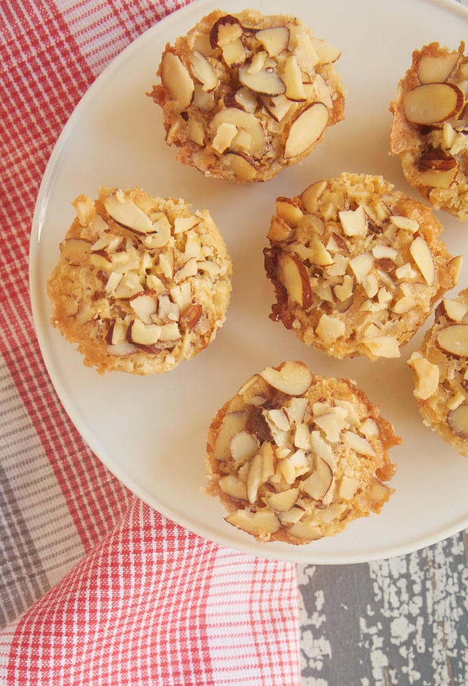 Raspberry Almond Tarts are simple bite-size tarts made with raspberry preserves and almond paste. Such a great flavor combination! - Bake or Break