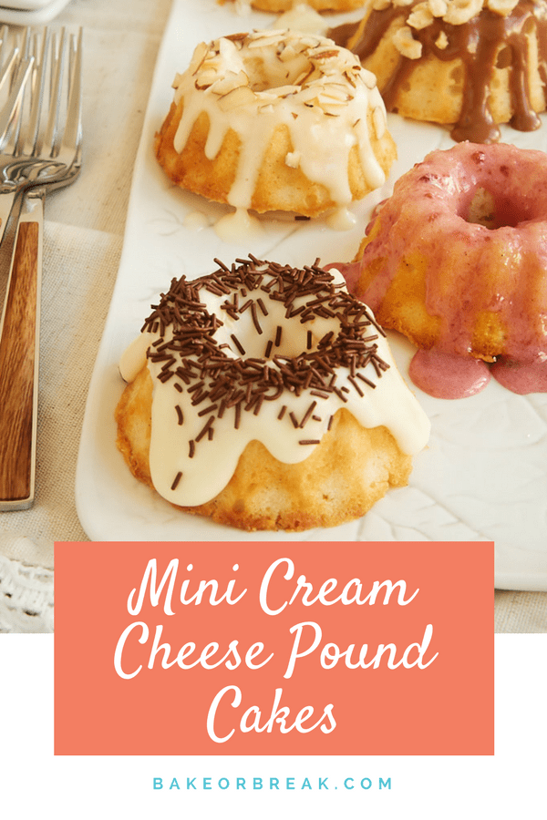 Mini Cream Cheese Pound Cakes bakeorbreak.com