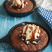 Skillet brownie recipe for two from Bake or Break