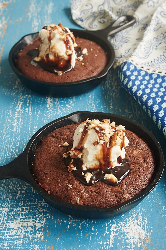 Skillet brownie recipe for two from Bake or Break