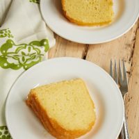 slices of Key Lime Bundt Cake served on white plates