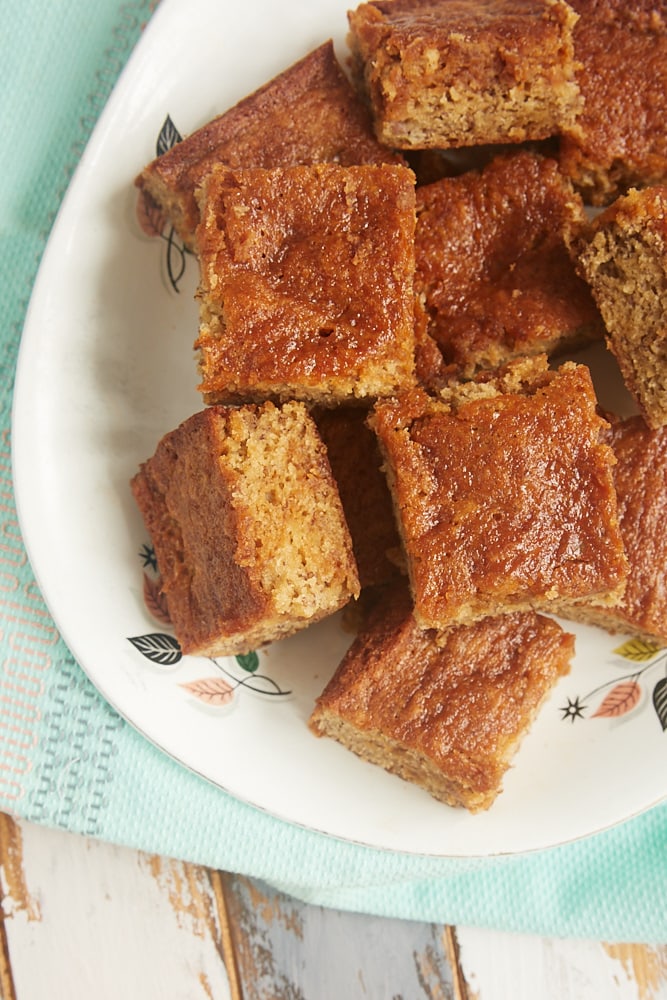 Dulce de Leche Banana Bars served on a platter