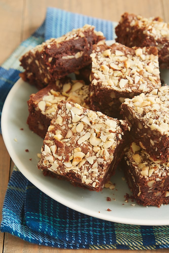 Extra Nutty Brownies on a plate