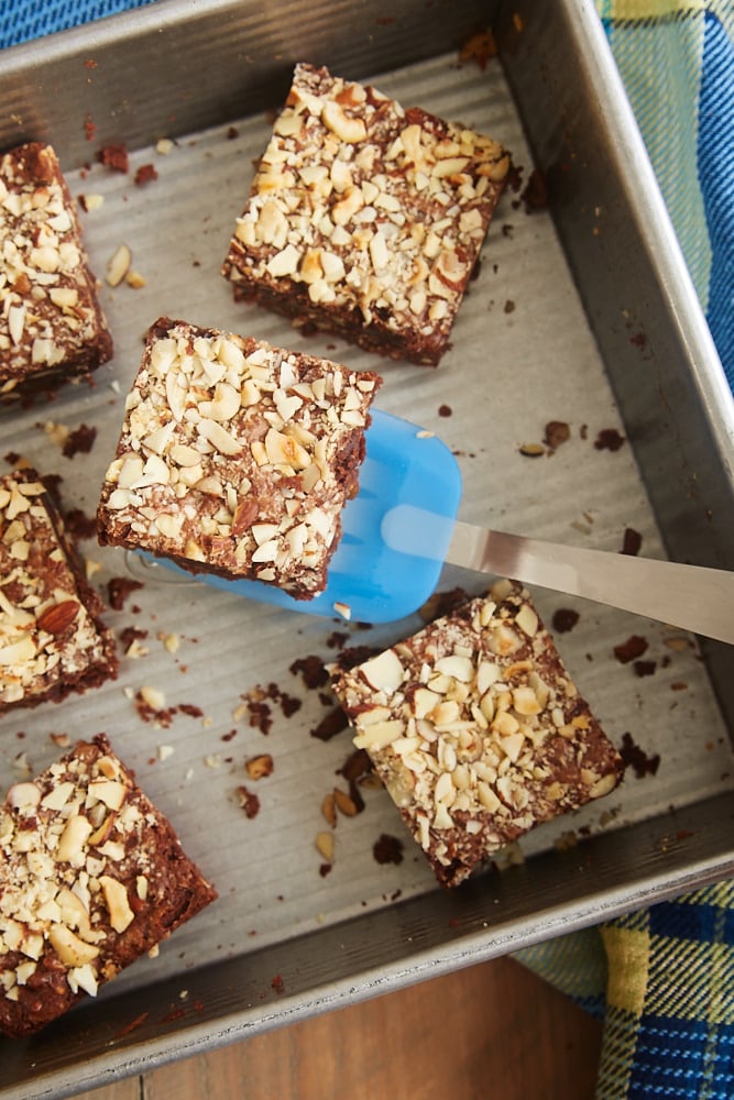 Extra Nutty Brownies in a pan