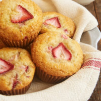 basket of Brown Butter Strawberry Muffins