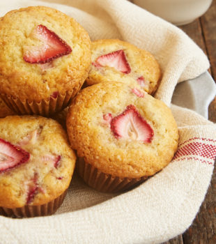 basket of Brown Butter Strawberry Muffins