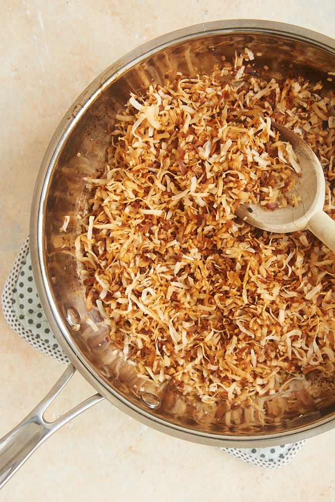 coconut toasted in a skillet