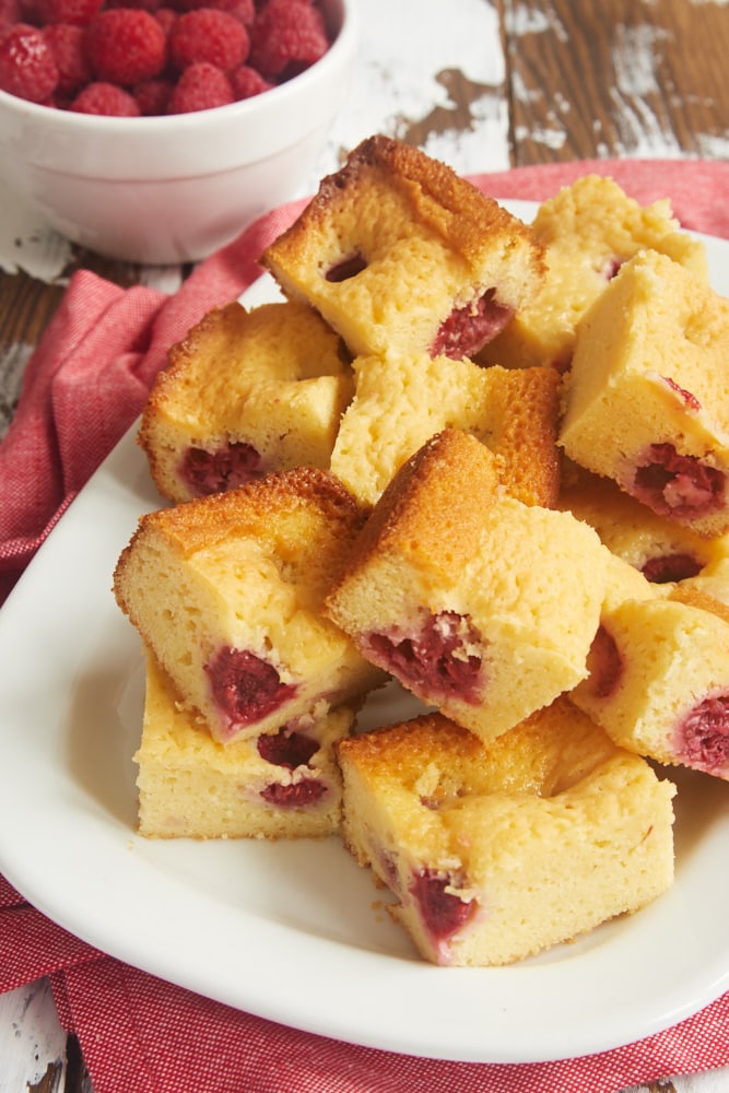 Raspberry White Chocolate Brownies served on a plate