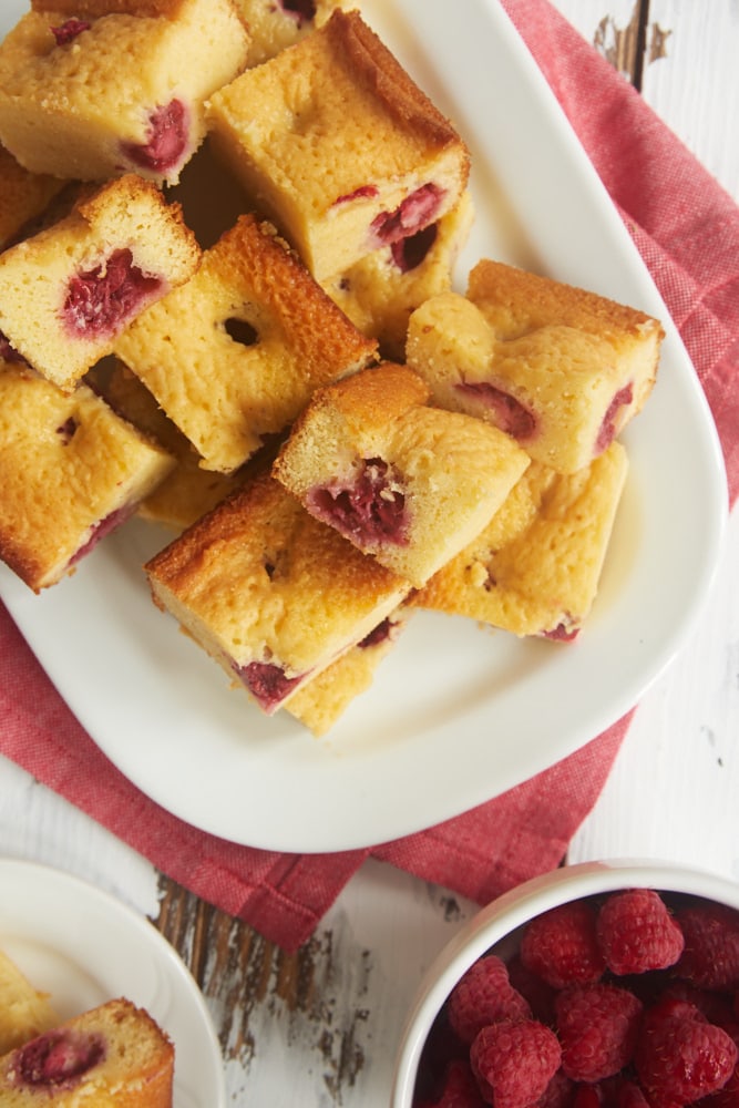 plate of Raspberry White Chocolate Brownies