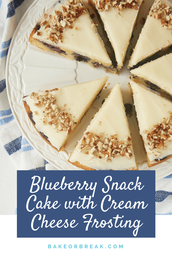 Blueberry Snack Cake with Cream Cheese Frosting bakeorbreak.com