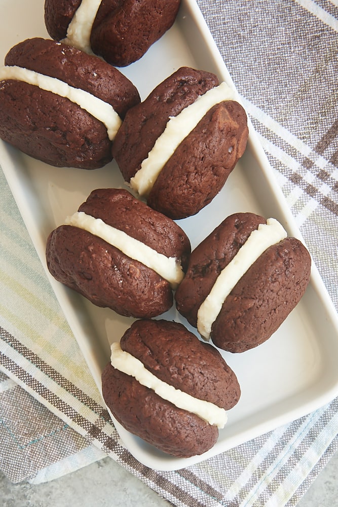 Brownie Cookie Sandwiches on a tray