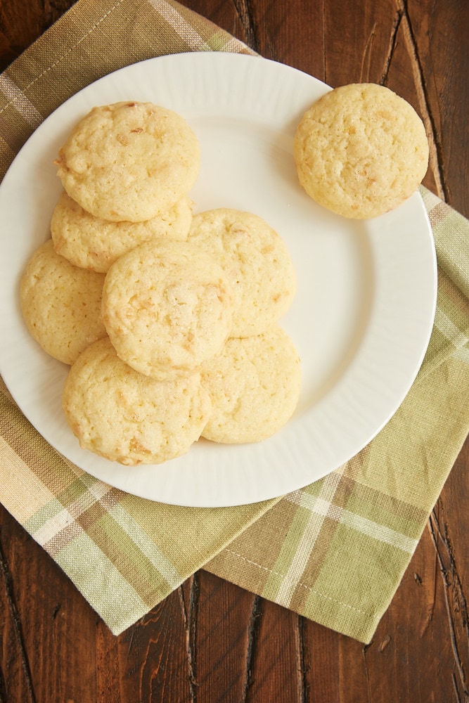 Plate of lemon coconut sugar cookies.