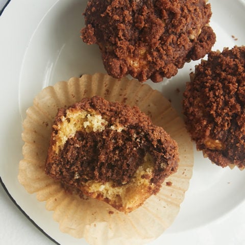 Black and White Marble Crumb Muffins image